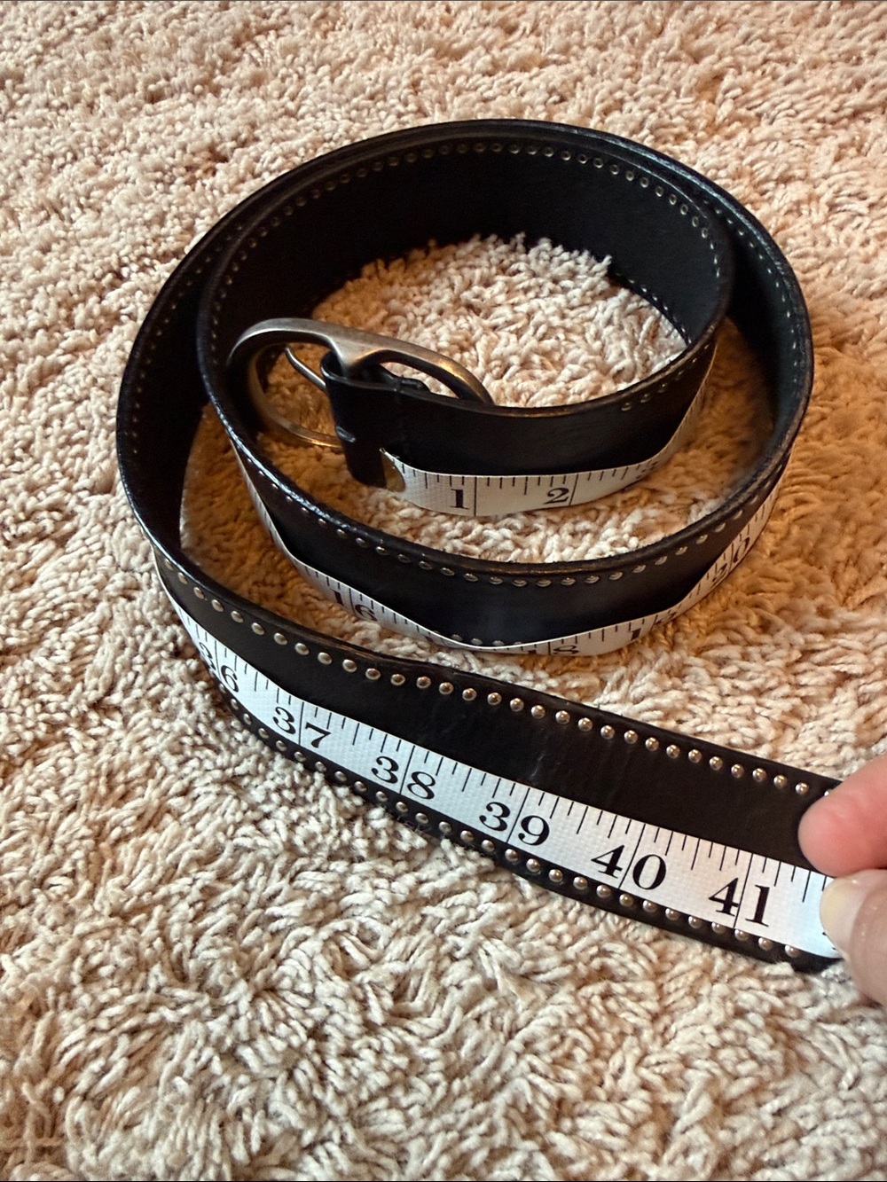 Calvin Klein Black Leather Belt with Silver Stud Trim - Picture 5 of 5